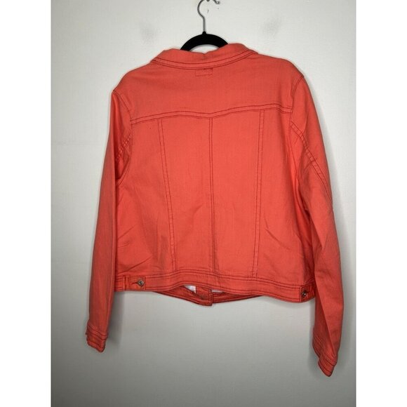 One World Orange Denim Long Sleeve Button Down Jean Jacket Size 2X NWT - Picture 10 of 11